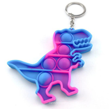 2021 Krawattenfarbstoff US Mini Schlüsselkette Einfache Grübchen Bubble Zappelspielzeug Dinasour Regenbogen Silikon Squeeze Poping Keychain